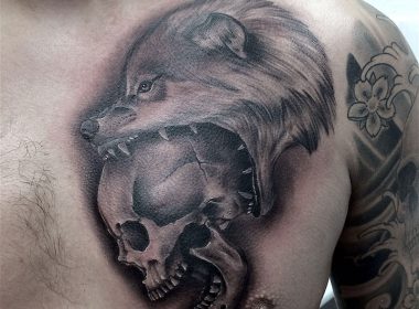 tatuaje-calavera-lobo-realismo