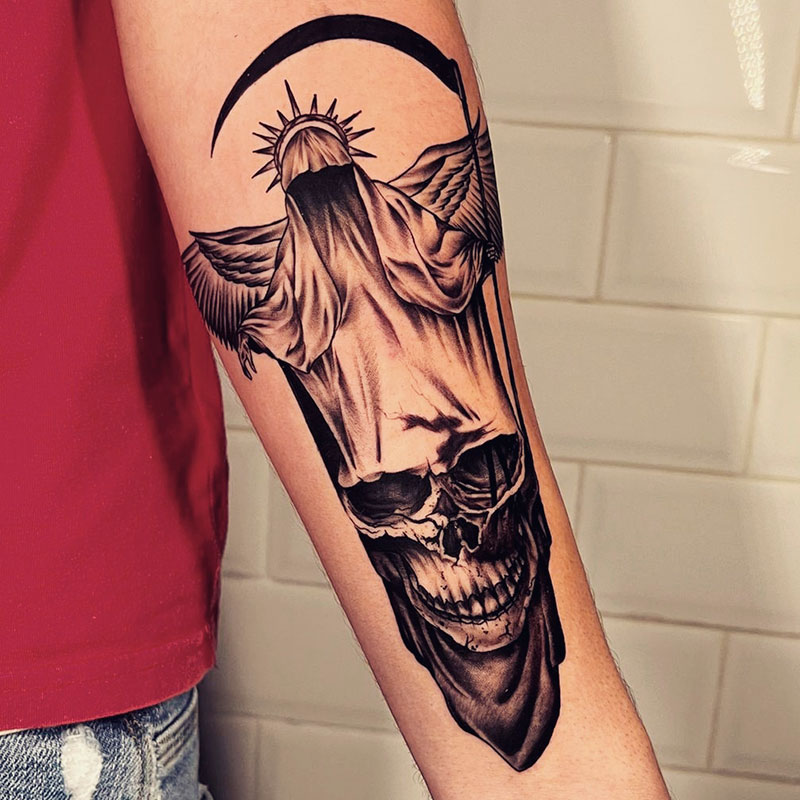 Tatuaje Angel de la Muerte y Guadaña